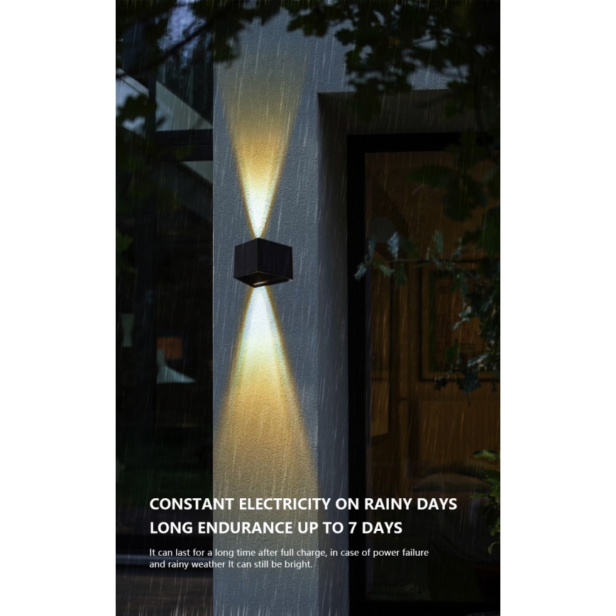 LED Solarna zidna svjetiljka sa senzorom LED/2W/5V IP54 1300 mAh