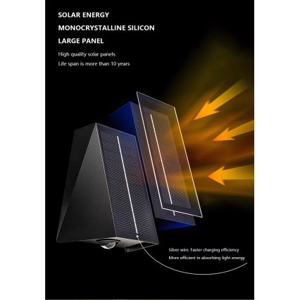 LED Solarna zidna svjetiljka sa senzorom LED/2W/5V IP54 1300 mAh
