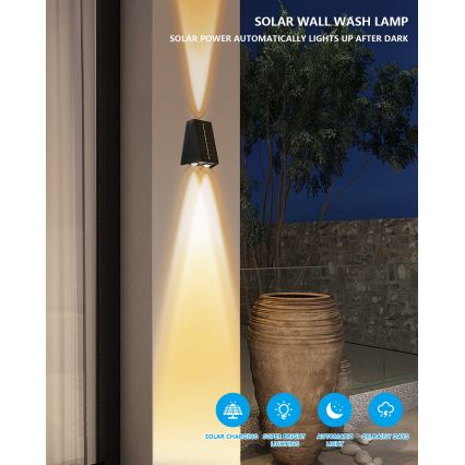 LED Solarna zidna svjetiljka sa senzorom LED/2W/5V IP54 1300 mAh