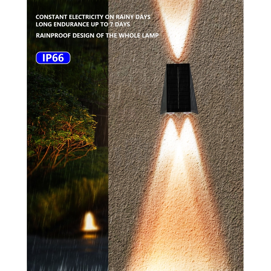 LED Solarna zidna svjetiljka sa senzorom LED/2W/5V IP54 1300 mAh