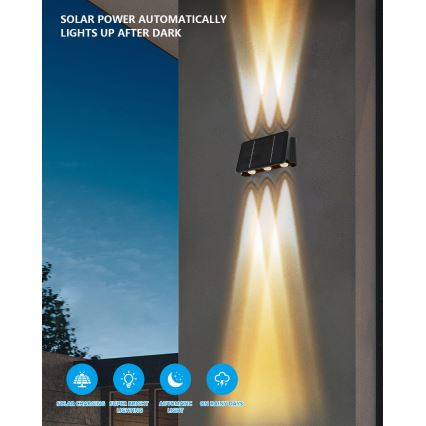 LED Solarna zidna svjetiljka sa senzorom LED/2W/5V IP54