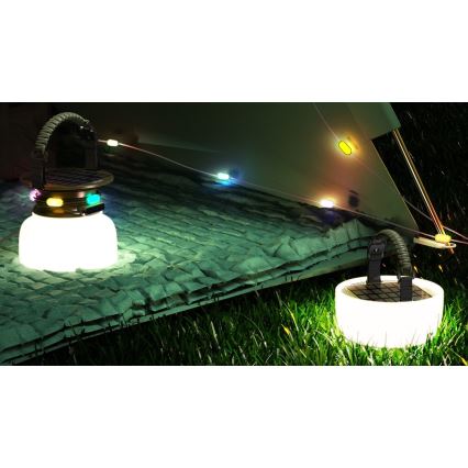 LED RGB Prijenosna solarna punjiva lampa s LED lancem LED/10W/5V 3600 mAh IP65 3600 mAh