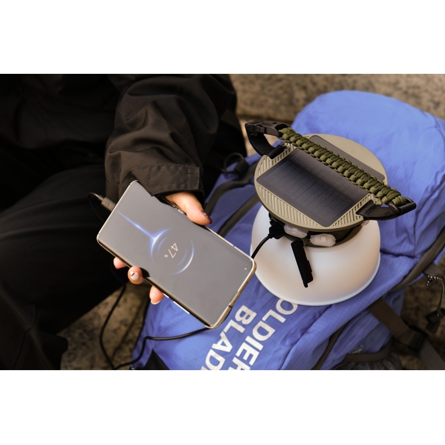 LED RGB Prijenosna solarna punjiva lampa s LED lancem LED/10W/5V 3600 mAh IP65 3600 mAh