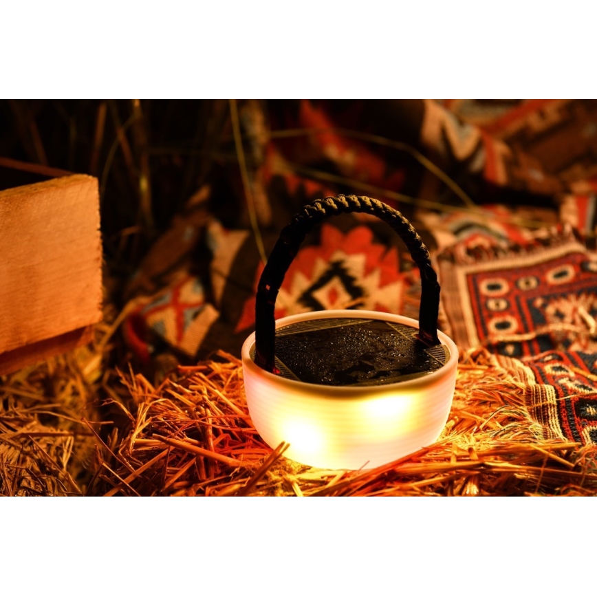 LED RGB Prijenosna solarna punjiva lampa s LED lancem LED/10W/5V 3600 mAh IP65 3600 mAh