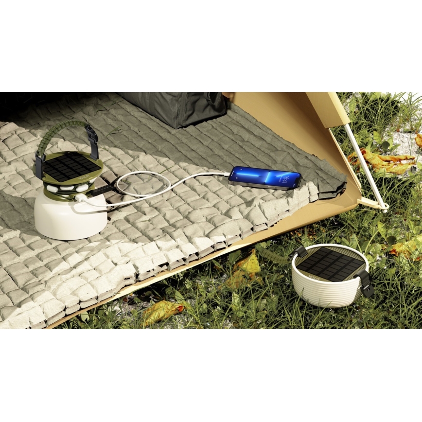 LED RGB Prijenosna solarna punjiva lampa s LED lancem LED/10W/5V 3600 mAh IP65 3600 mAh