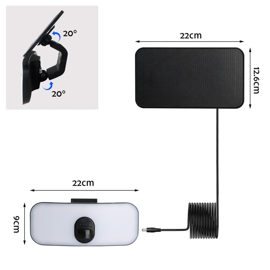LED Solarna zidna svjetiljka sa senzorom LED/13W/3,7V 4000K IP65