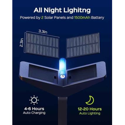 LED solarna svjetiljka sa senzorom SUN BUTTERFLY LED/1,5W/3,7V 3000/6000K IP65 1500 mAh