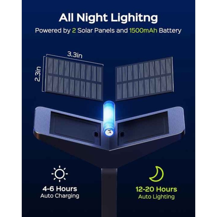 LED solarna svjetiljka sa senzorom SUN BUTTERFLY LED/1,5W/3,7V 3000/6000K IP65 1500 mAh