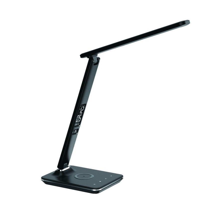 LED Prigušiva stolna lampa s bežičnim punjenjem QI i USB-om KINGFISHER LED/8,5W/230V crna