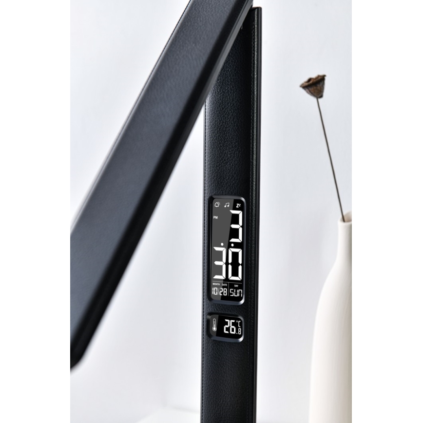 LED Prigušiva stolna lampa s bežičnim punjenjem QI i USB-om KINGFISHER LED/8,5W/230V crna