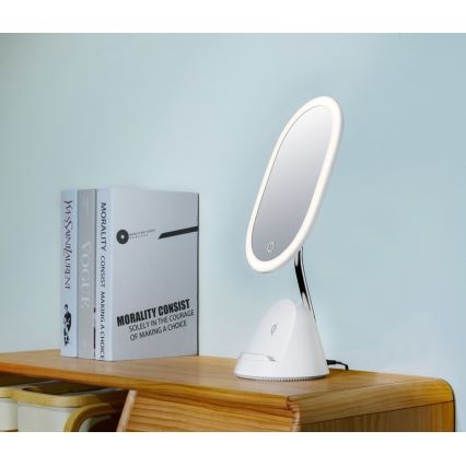 LED Dimmabilno kozmetičko ogledalo s bežičnim punjenjem LED/18W/230V