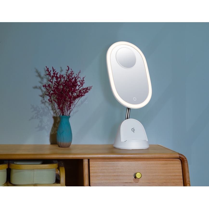 LED Dimmabilno kozmetičko ogledalo s bežičnim punjenjem LED/18W/230V