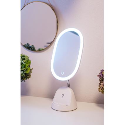LED Dimmabilno kozmetičko ogledalo s bežičnim punjenjem LED/18W/230V