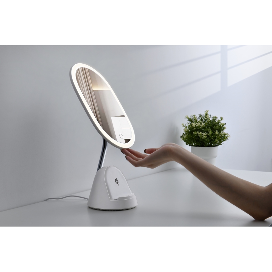 LED Dimmabilno kozmetičko ogledalo s bežičnim punjenjem LED/18W/230V