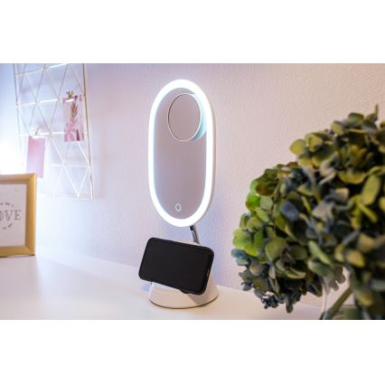 LED Dimmabilno kozmetičko ogledalo s bežičnim punjenjem LED/18W/230V