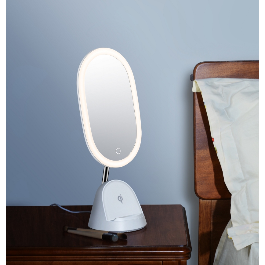 LED Dimmabilno kozmetičko ogledalo s bežičnim punjenjem LED/18W/230V