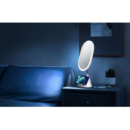 LED Dimmabilno kozmetičko ogledalo s bežičnim punjenjem LED/18W/230V