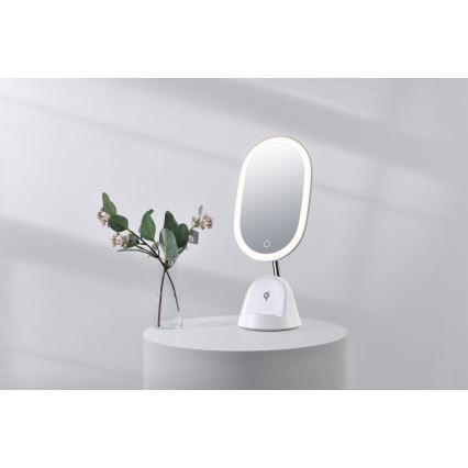 LED Dimmabilno kozmetičko ogledalo s bežičnim punjenjem LED/18W/230V