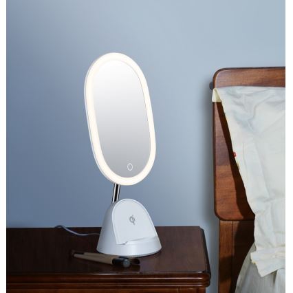 LED Dimmabilno kozmetičko ogledalo s bežičnim punjenjem LED/18W/230V