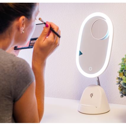 LED Dimmabilno kozmetičko ogledalo s bežičnim punjenjem LED/18W/230V