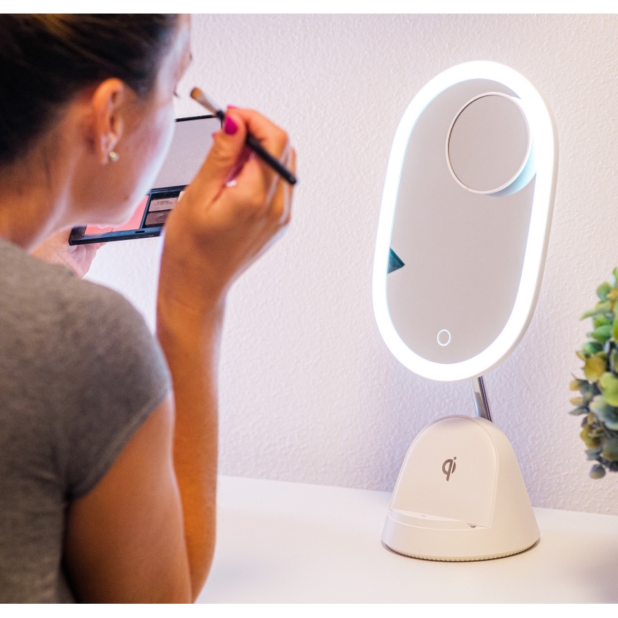 LED Dimmabilno kozmetičko ogledalo s bežičnim punjenjem LED/18W/230V