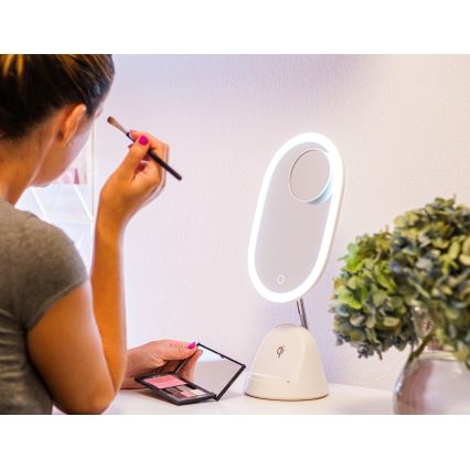 LED Dimmabilno kozmetičko ogledalo s bežičnim punjenjem LED/18W/230V