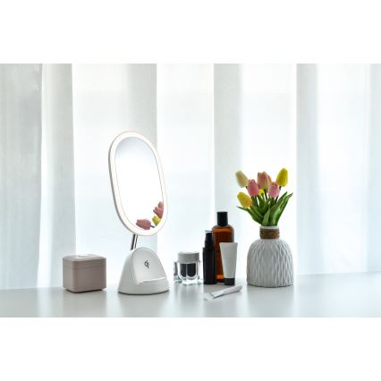 LED Dimmabilno kozmetičko ogledalo s bežičnim punjenjem LED/18W/230V