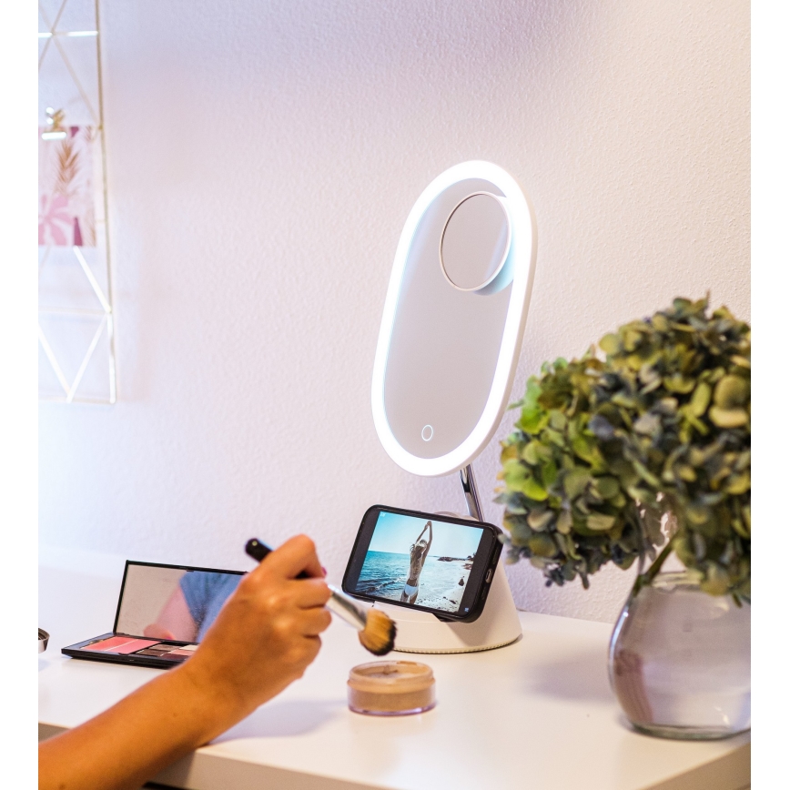 LED Dimmabilno kozmetičko ogledalo s bežičnim punjenjem LED/18W/230V