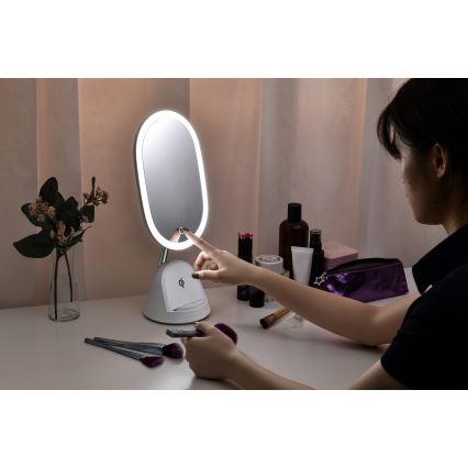 LED Dimmabilno kozmetičko ogledalo s bežičnim punjenjem LED/18W/230V