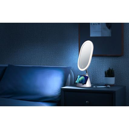 LED Dimmabilno kozmetičko ogledalo s bežičnim punjenjem LED/18W/230V