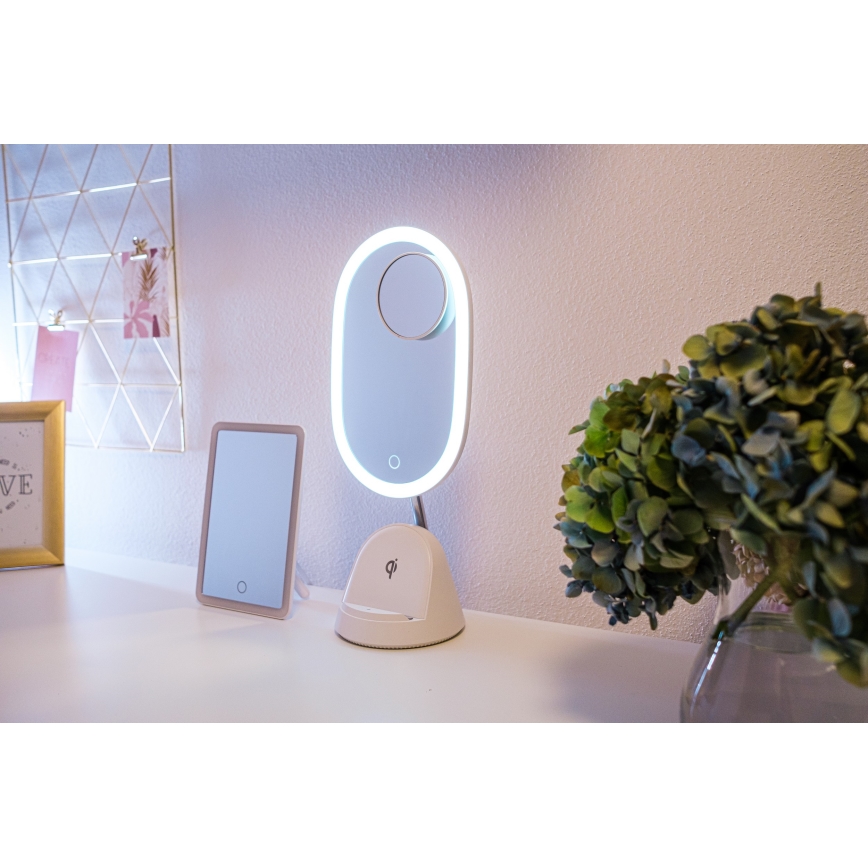 LED Dimmabilno kozmetičko ogledalo s bežičnim punjenjem LED/18W/230V