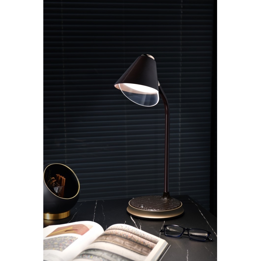 LED Prigušiva stolna lampa s bežičnim punjenjem FINCH LED/9W/12/230V smeđa/zlatna
