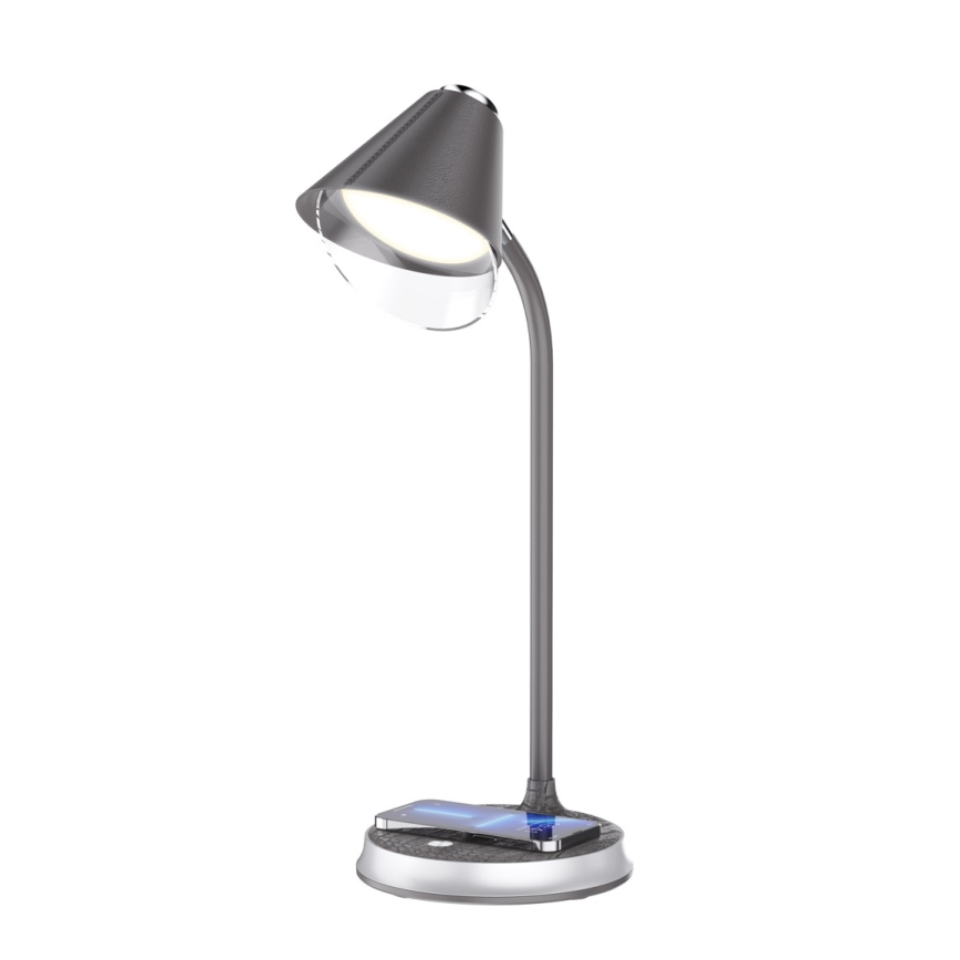LED Prigušiva stolna lampa s bežičnim punjenjem FINCH LED/9W/12/230V siva/sjajni krom