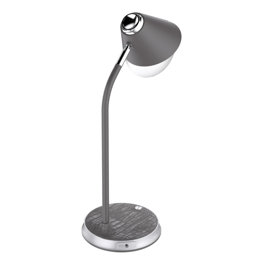 LED Prigušiva stolna lampa s bežičnim punjenjem FINCH LED/9W/12/230V siva/sjajni krom