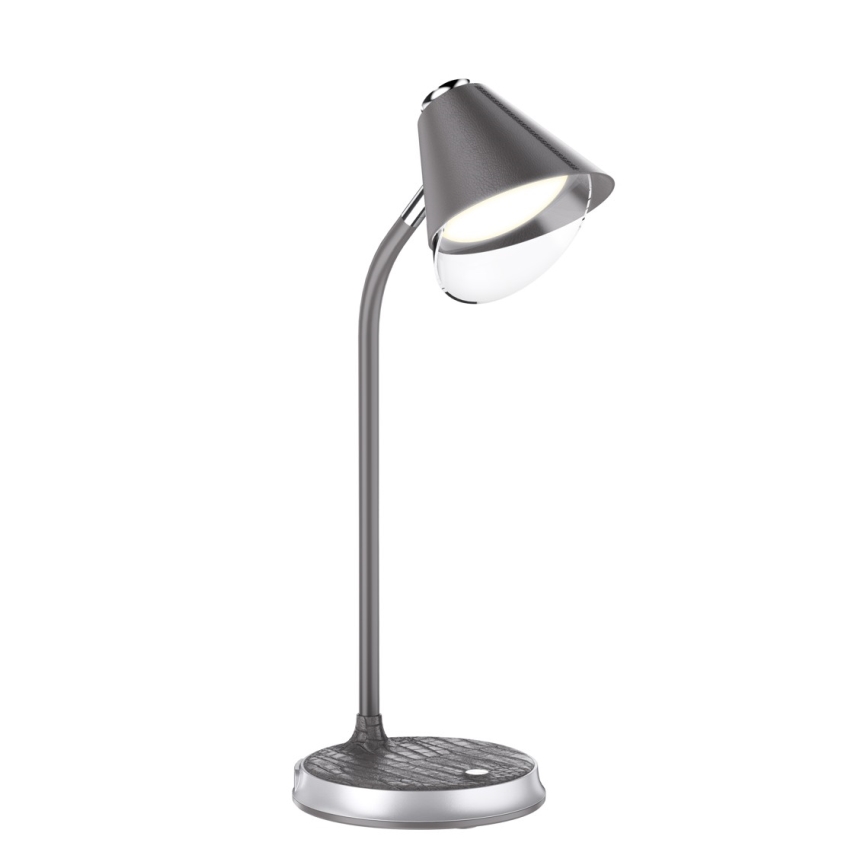 LED Stolna lampa s prigušivanjem i bežičnim punjenjem FINCH LED/9W/12/230V siva/sjajni krom