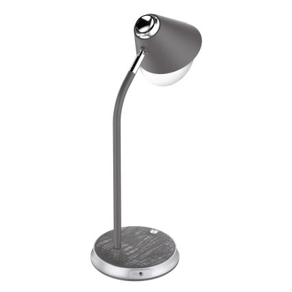 LED Stolna lampa s prigušivanjem i bežičnim punjenjem FINCH LED/9W/12/230V siva/sjajni krom