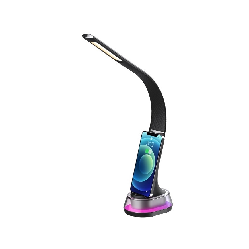 LED RGB Prigušiva stolna lampa s bežičnim punjenjem CORELLA LED/7W/12/230V crna