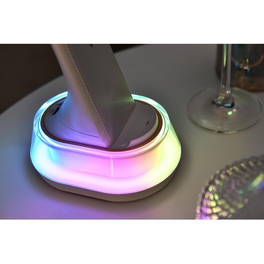 LED RGB Prigušiva stolna lampa s bežičnim punjenjem CORELLA LED/7W/12/230V bijela