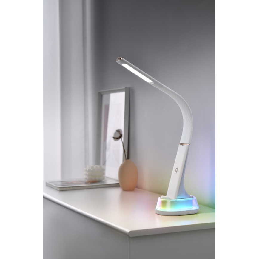 LED RGB Prigušiva stolna lampa s bežičnim punjenjem CORELLA LED/7W/12/230V bijela