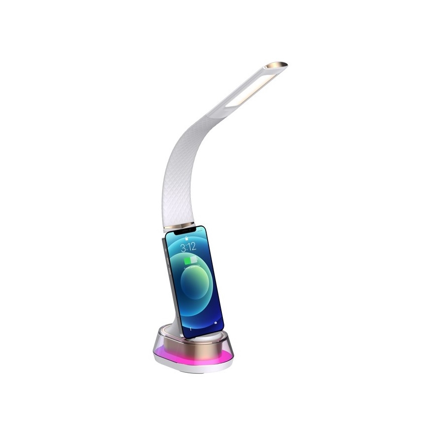 LED RGB Prigušiva stolna lampa s bežičnim punjenjem CORELLA LED/7W/12/230V bijela