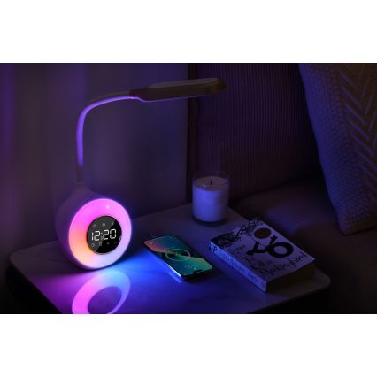 LED RGBW Dimmabilna stolna lampa s budilicom FALCON LED/10W/12V