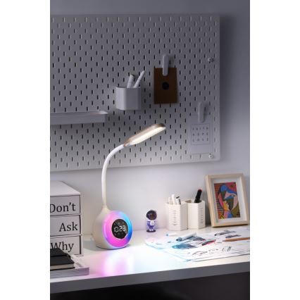 LED RGBW Dimmabilna stolna lampa s budilicom FALCON LED/10W/12V