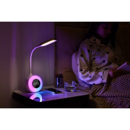 LED RGBW Dimmabilna stolna lampa s budilicom FALCON LED/10W/12V