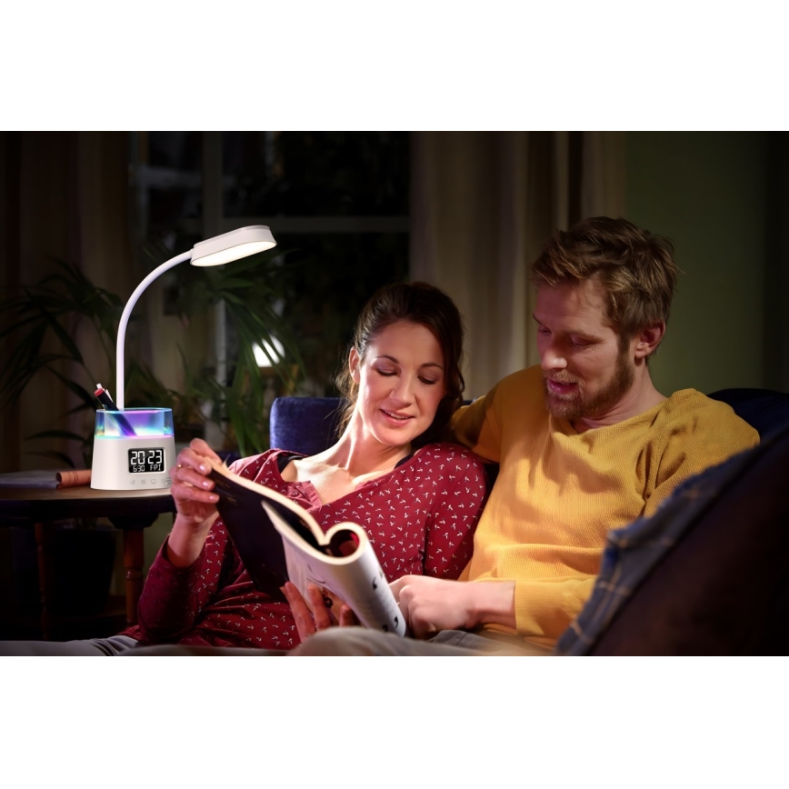 LED RGBW Prigušiva stolna lampa s držačem za olovke FALCON LED/10W/5V