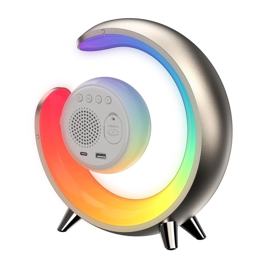 LED RGBW Prigušiva stolna lampa s budilicom PEACOCK LED/20W/5V USB