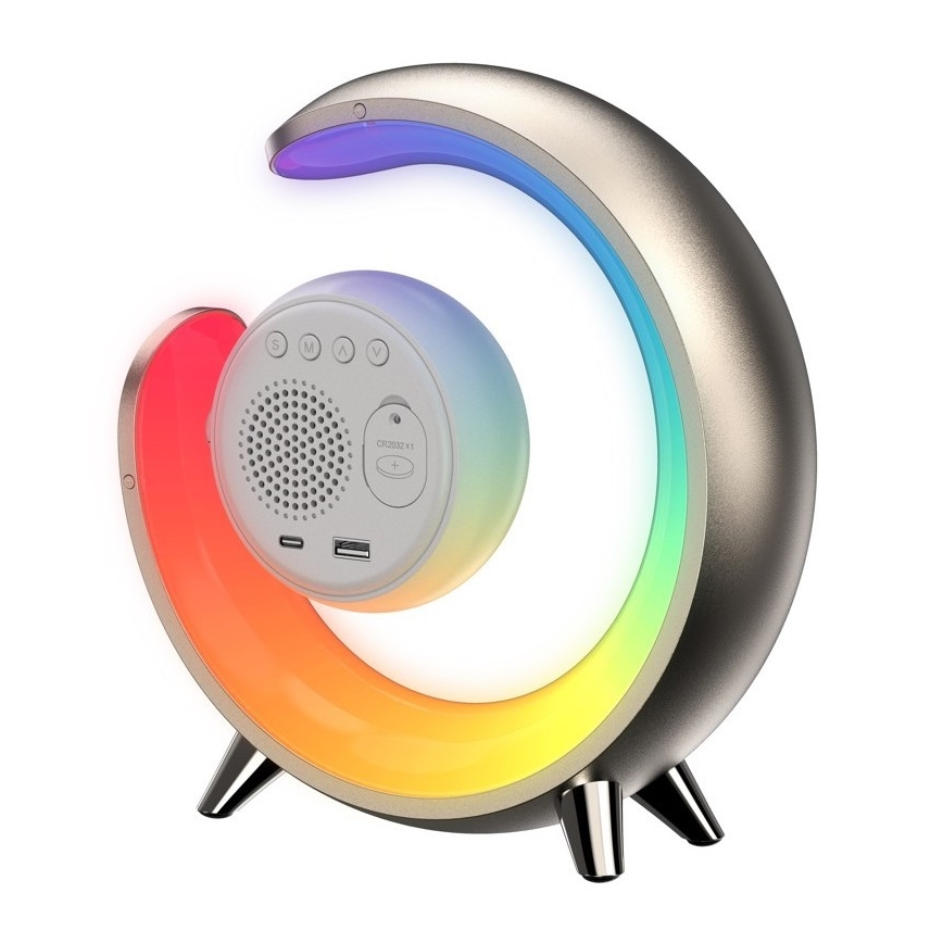 LED RGBW Prigušiva stolna lampa s budilicom PEACOCK LED/20W/5V USB