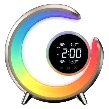 LED RGBW Dimmabilna stolna lampa s budilicom PEACOCK LED/20W/5V USB