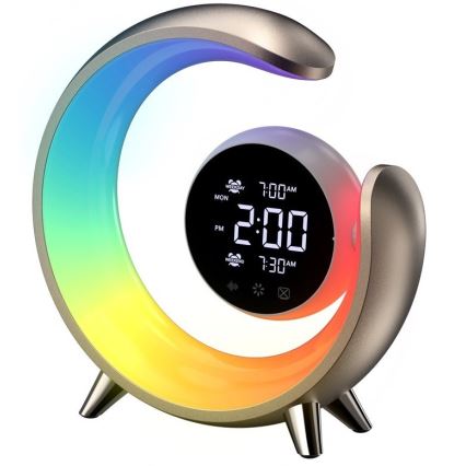 LED RGBW Dimmabilna stolna lampa s budilicom PEACOCK LED/20W/5V USB