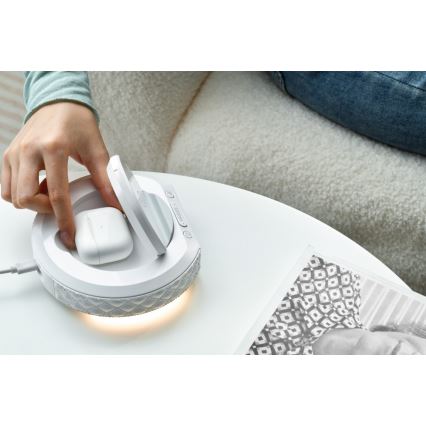 Budilica s LCD zaslonom i bežičnim Qi punjačem 27W/9V 220 mAh bijela