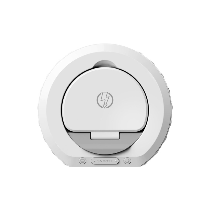 Budilica s LCD zaslonom i bežičnim Qi punjačem 27W/9V 220 mAh bijela